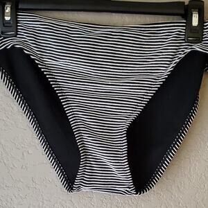 Shade & Shore Black and‎ White Striped Ribbed Hipster Bikini Bottom Size Xlarge